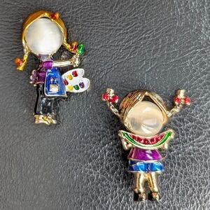 CUTE LITTLE GIRL PINS figural artist watermelon